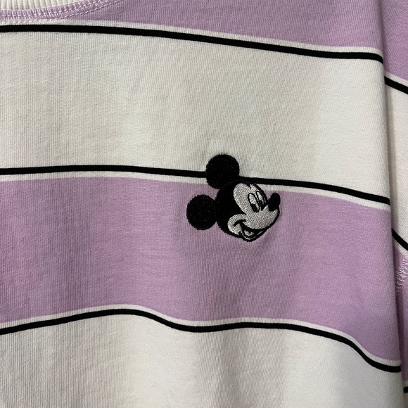 Stradivarius Lavender & White Striped Mickey Mouse Cropped Top - Picture 4 of 5